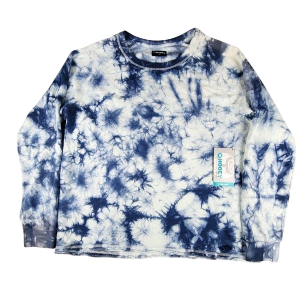 Hooey Sweatshirt Mens XL Blue White Tie Dye Pullover Crewneck Logo Knit